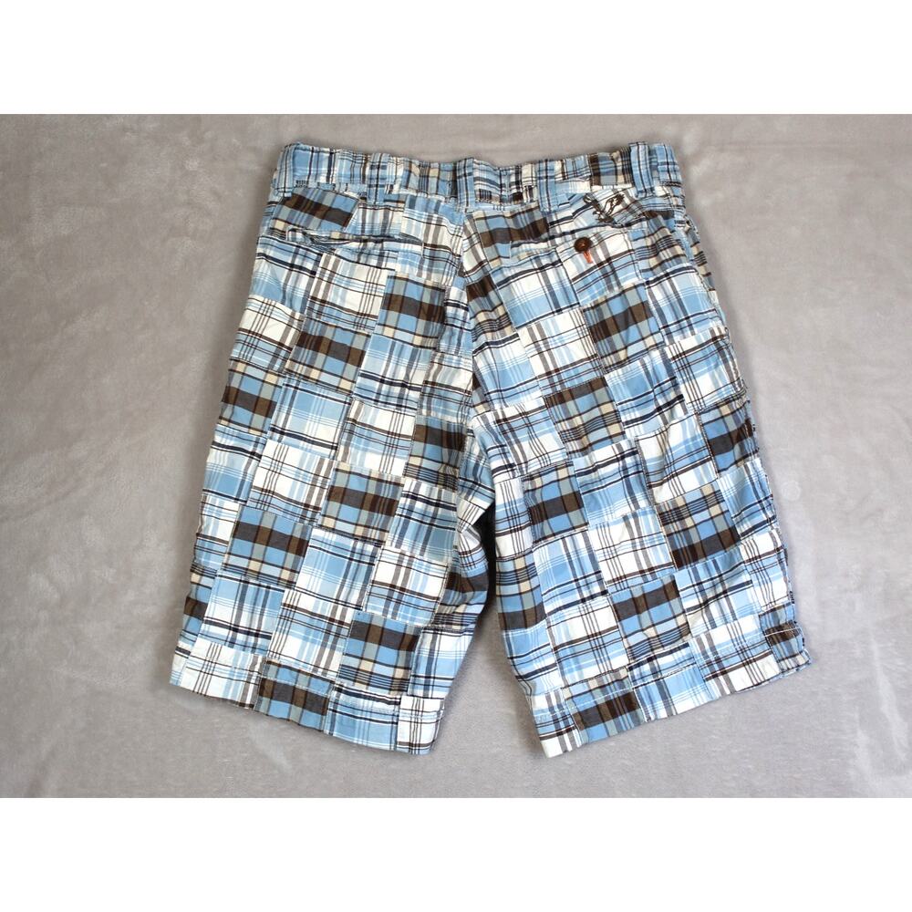 American Eagle Y2K Shorts Mens 33 Blue Patchwork Madras Plaid Preppy Coastal - Picture 2 of 7
